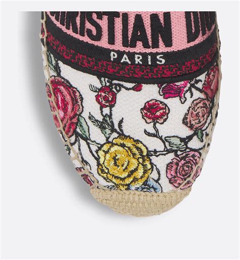 multicolor dior granville rosa mutabilis embroidered cotton espadrille|Dior Granville Espadrille Multicolor Dior Patchwork Embroidered .